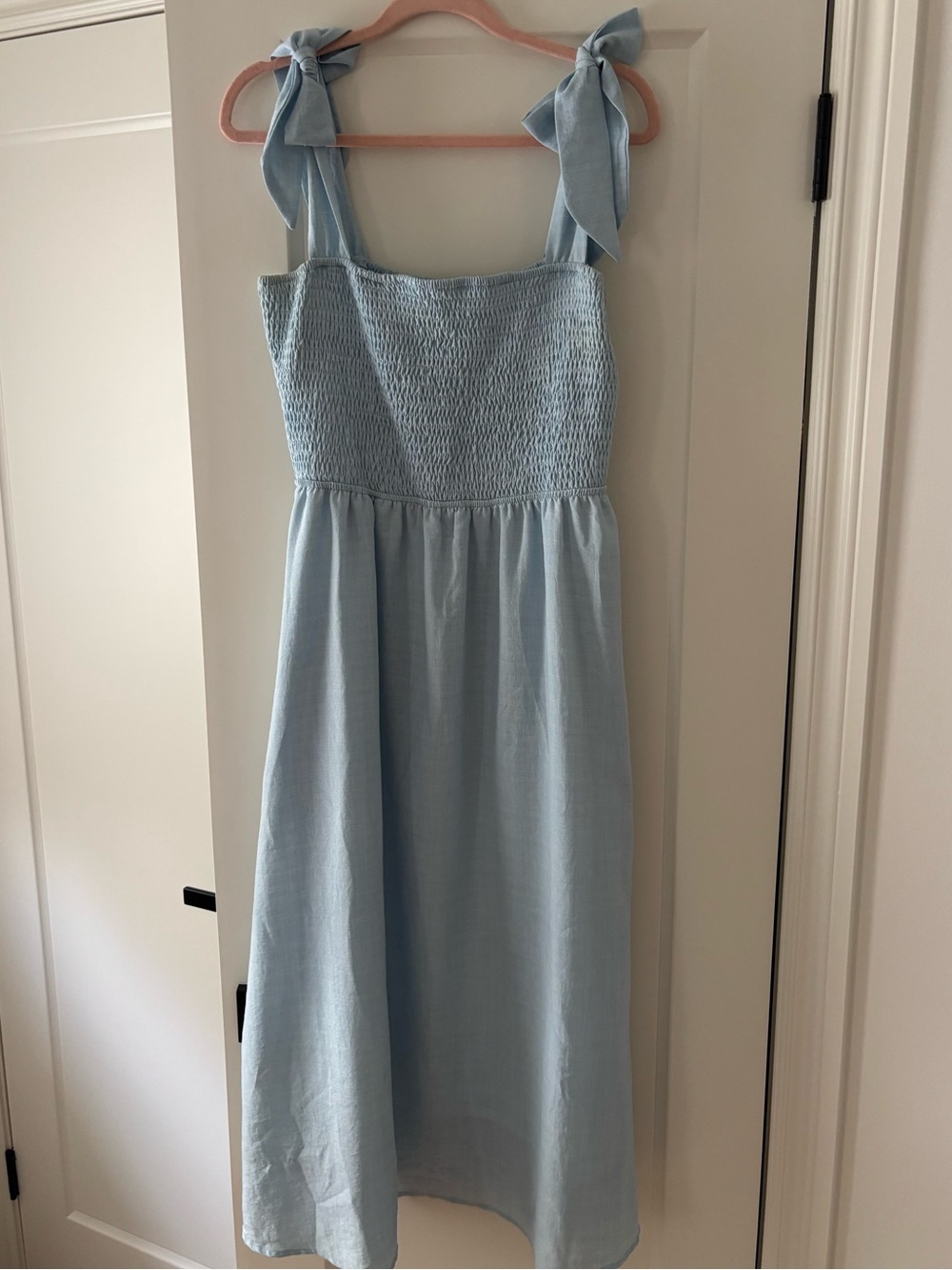 Maternity Listicle Pale Blue Smocked Midi Dress